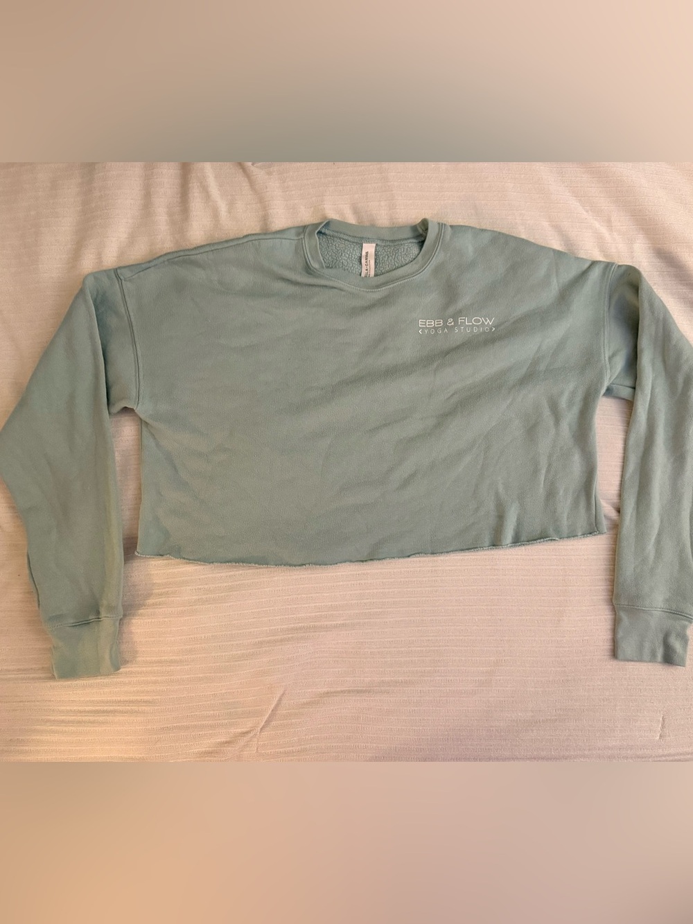 Bella Canvas Pale Sage Green Crewneck with EBB & FLOW Yoga Logo